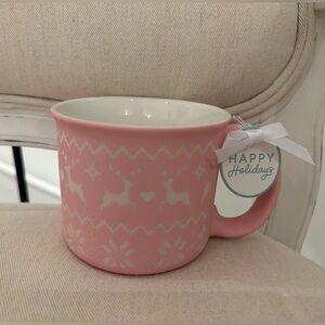 💕 Soft Touch Pink Knit Reindeer Mug NWT